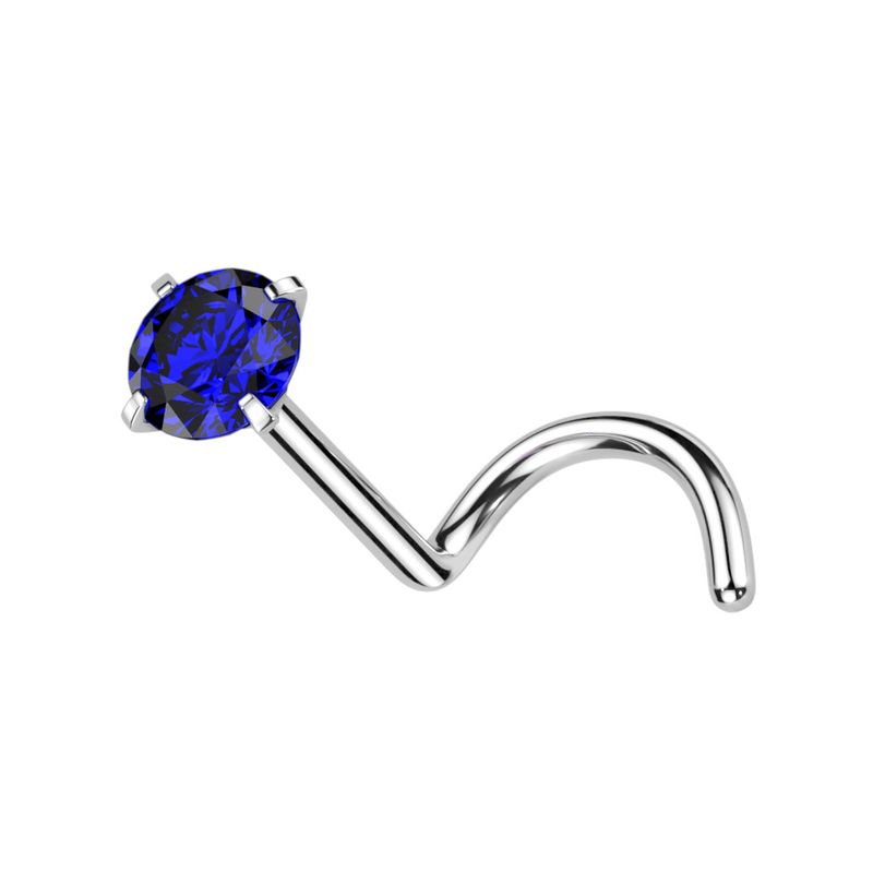 Nasenstecker aus Titan Kristallkugel blau
