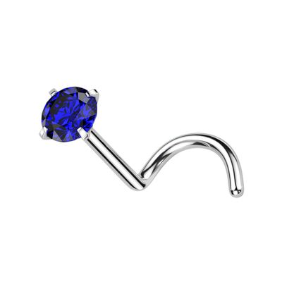Nasenstecker aus Titan Kristallkugel blau