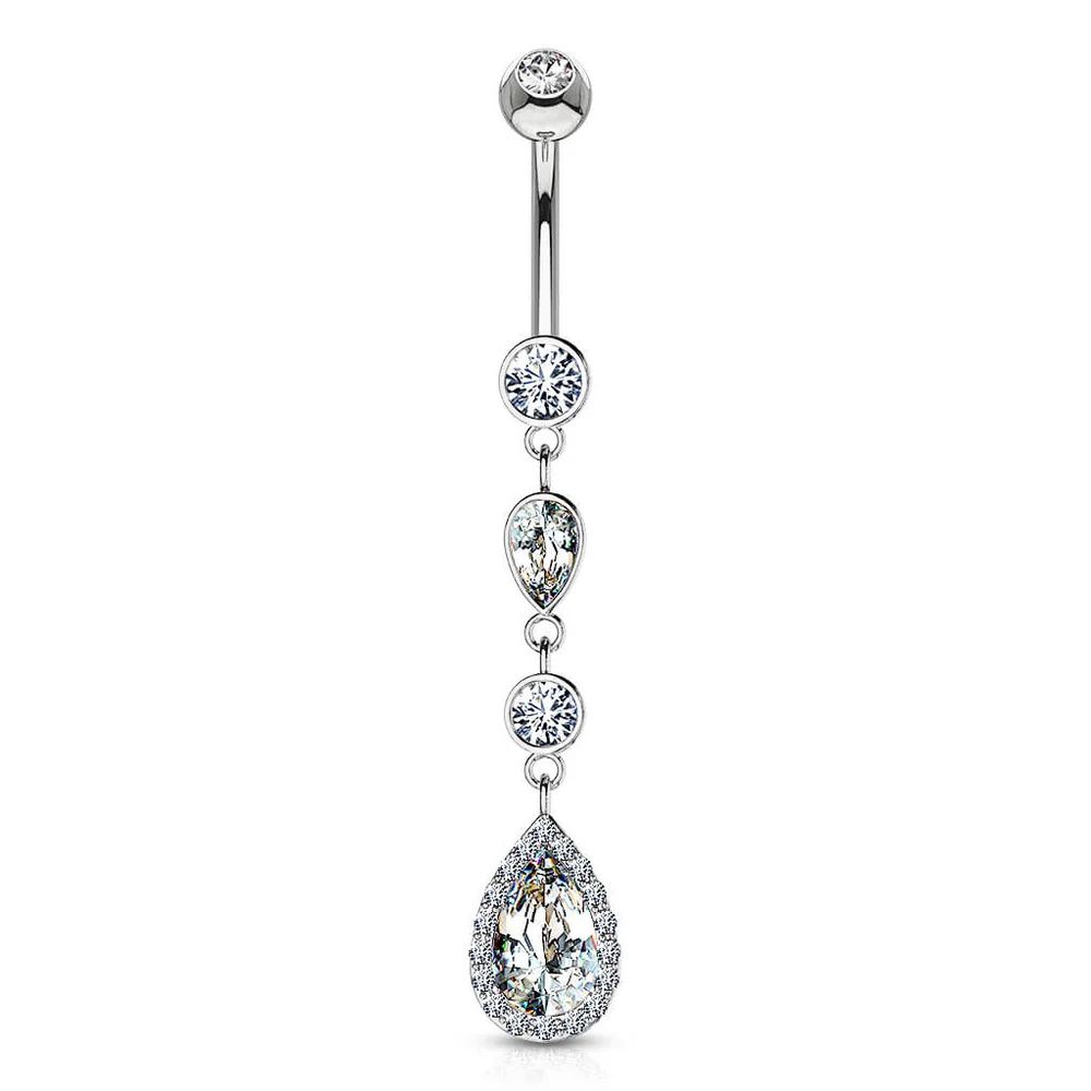 14K Weissgold Tropfen und CZ-Kette