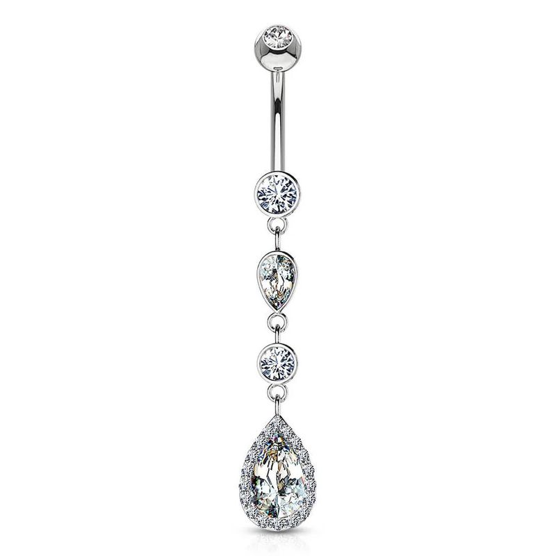 14K Weissgold Tropfen und CZ-Kette