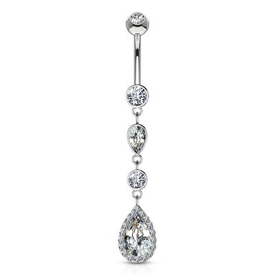 14K Weissgold Tropfen und CZ-Kette