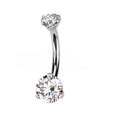 14K Weissgold Bauchnabelpiercing doppeltem rundem Zirkonia