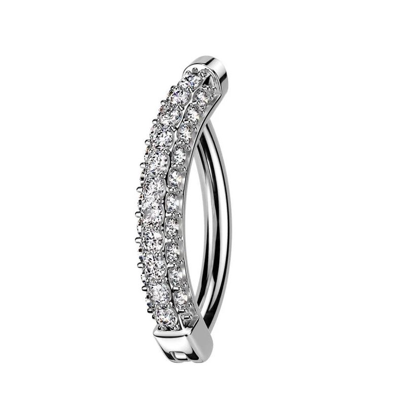 14K Weissgold Bauchnabelpiercing Ring drei Reihen