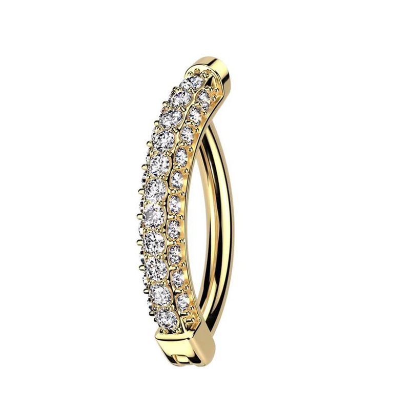 14K Gelbgold Bauchnabelpiercing Ring drei Reihen