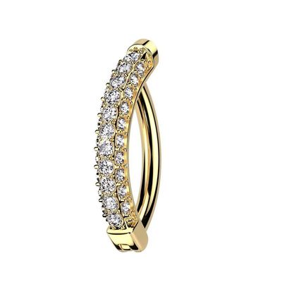 14K Gelbgold Bauchnabelpiercing Ring drei Reihen