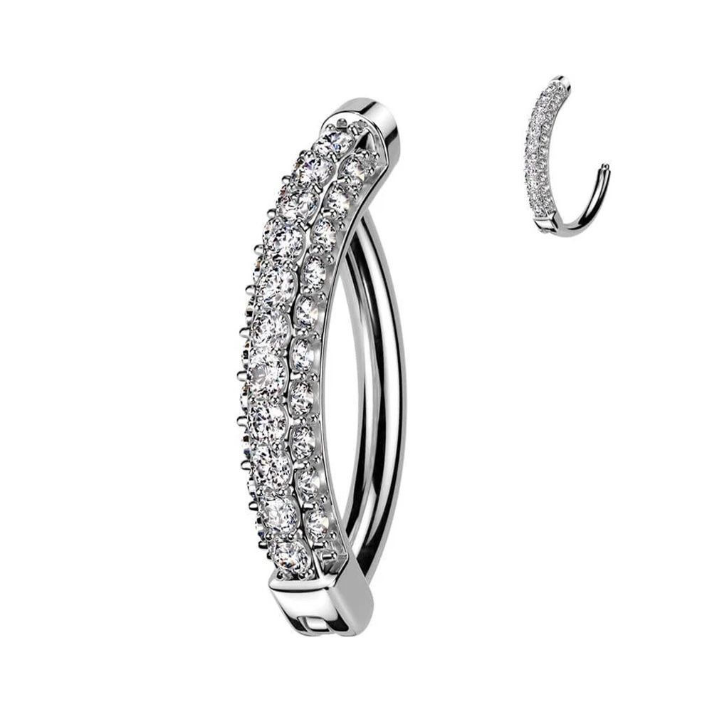 14K Weissgold Bauchnabelpiercing Ring drei Reihen