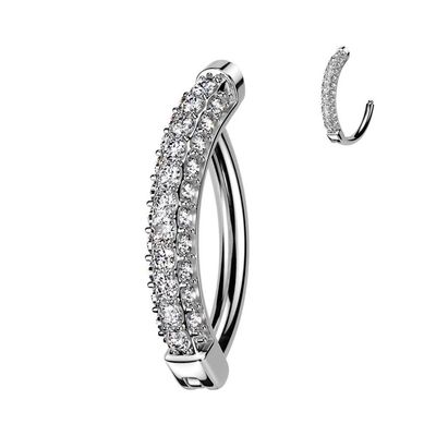 14K Weissgold Bauchnabelpiercing Ring drei Reihen