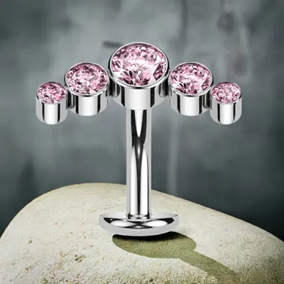Bauchnabelpiercing aus Titan Swarovski Kristallen pink