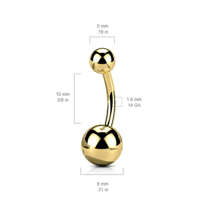 Bauchnabelpiercing aus ASTM F-136 goldfarbig Innengewinde