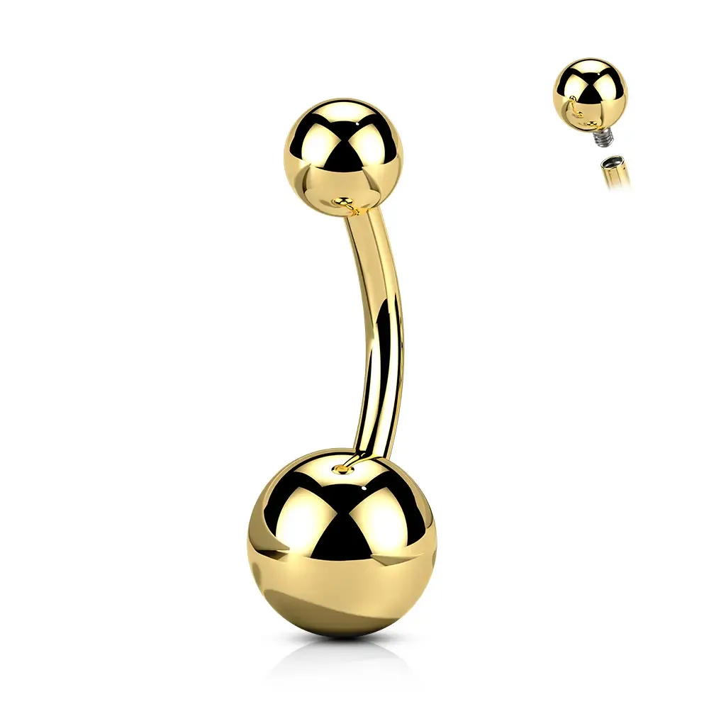 Bauchnabelpiercing aus ASTM F-136 goldfarbig Innengewinde