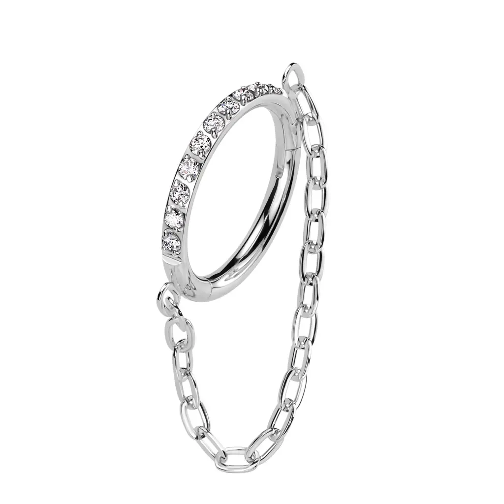 Segmentring Kristallen und Kette silber