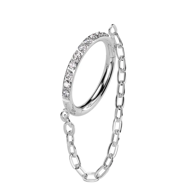 Segmentring Kristallen und Kette silber