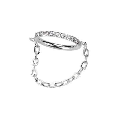 Segmentring Kristallen und Kette silber