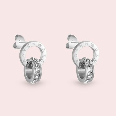 Stecker-Ohrringe mit römischen Zahlen Kreis