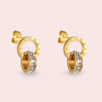Stecker-Ohrringe mit römischen Zahlen Kreis 18K Gold