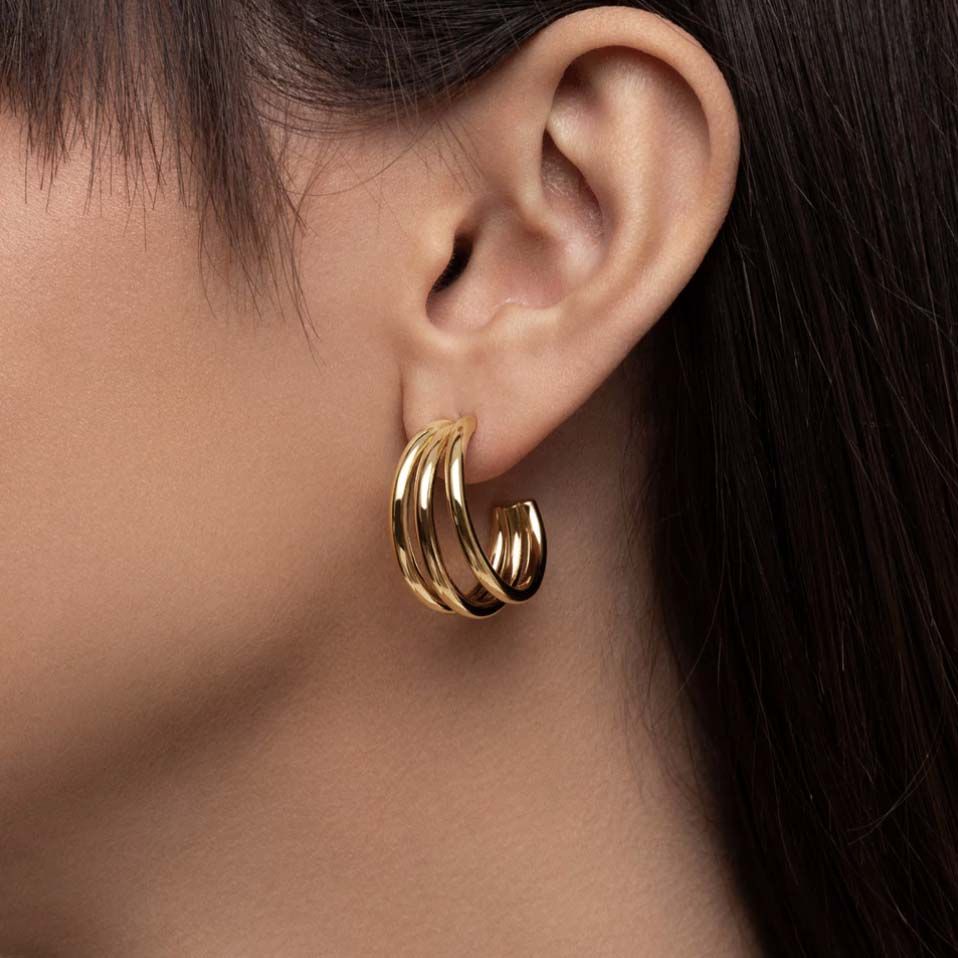 Triple Creolen vergoldet oder Gold-Silber-Look
