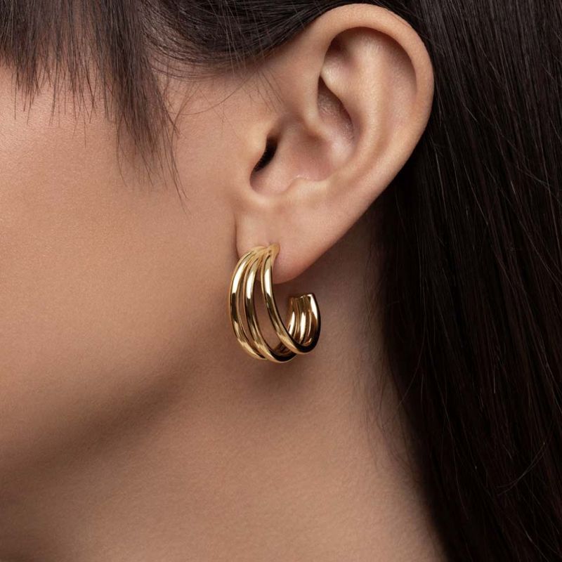 Triple Creolen vergoldet oder Gold-Silber-Look