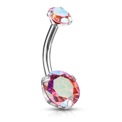 Bauchnabelpiercing mit AB Pink Zirkonia gefasst