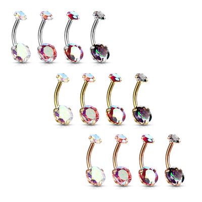 Bauchnabelpiercing mit AB Pink Zirkonia gefasst verschiedene Modelle