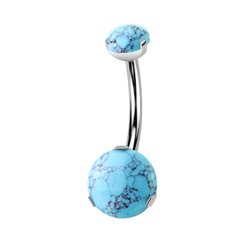 Piercing au nombril en titane ASTM F-136 avec pierres de turquoise naturelle serties