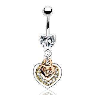 Bauchnabelpiercing mit Herz-Zirkonia und Anhänger