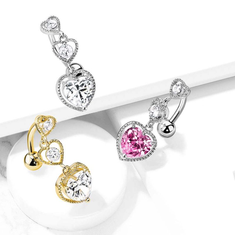 Bauchnabelpiercing Herzen umgedreht pink