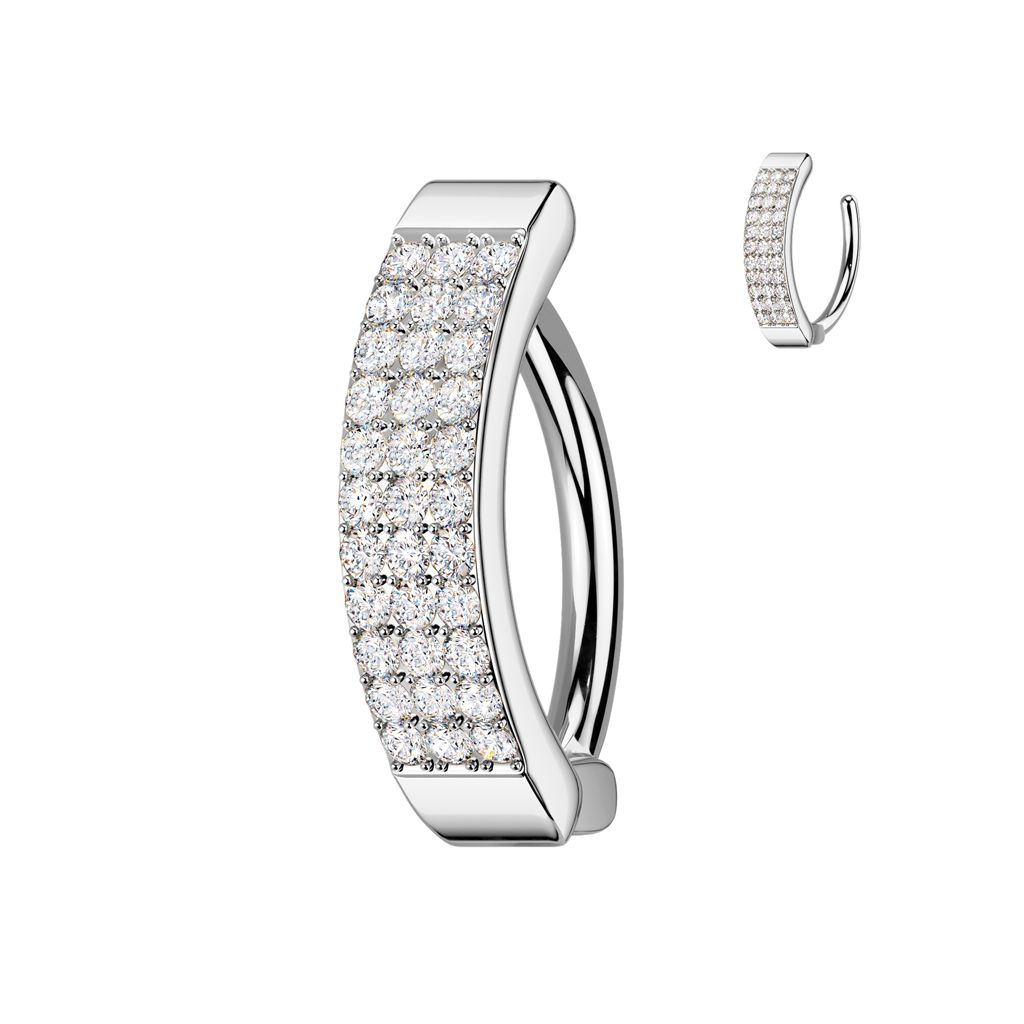 Bauchnabelpiercing drei Reihen CZ weiss