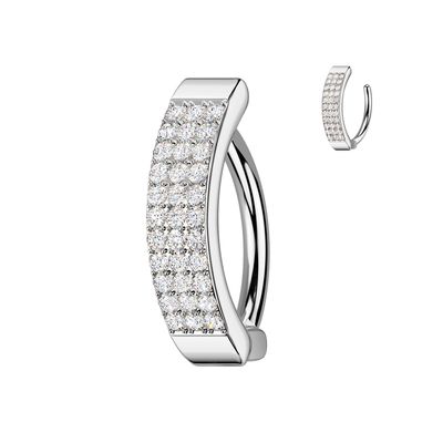 Bauchnabelpiercing drei Reihen CZ weiss