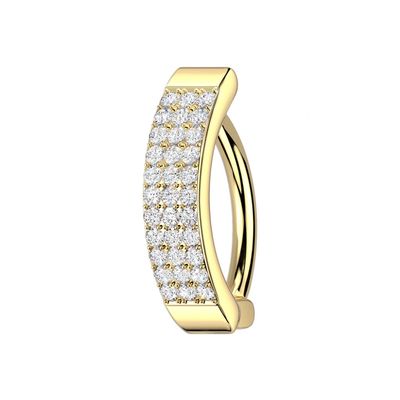 Bauchnabelpiercing drei Reihen CZ vergoldet