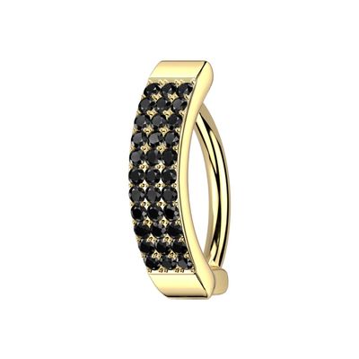 Bauchnabelpiercing drei Reihen CZ schwarz