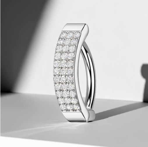 Bauchnabelpiercing drei Reihen CZ weiss
