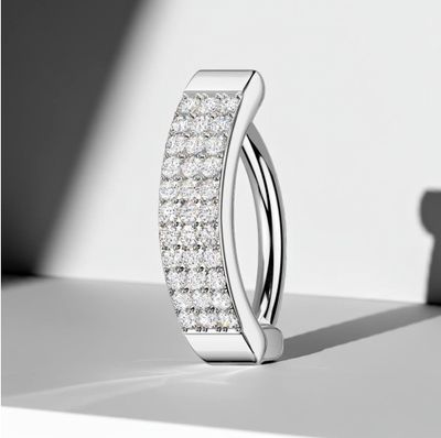 Bauchnabelpiercing drei Reihen CZ weiss