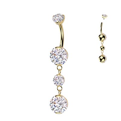 Bauchnabelpiercing facettierten Zirkoniasteinen Anhänger vergoldet