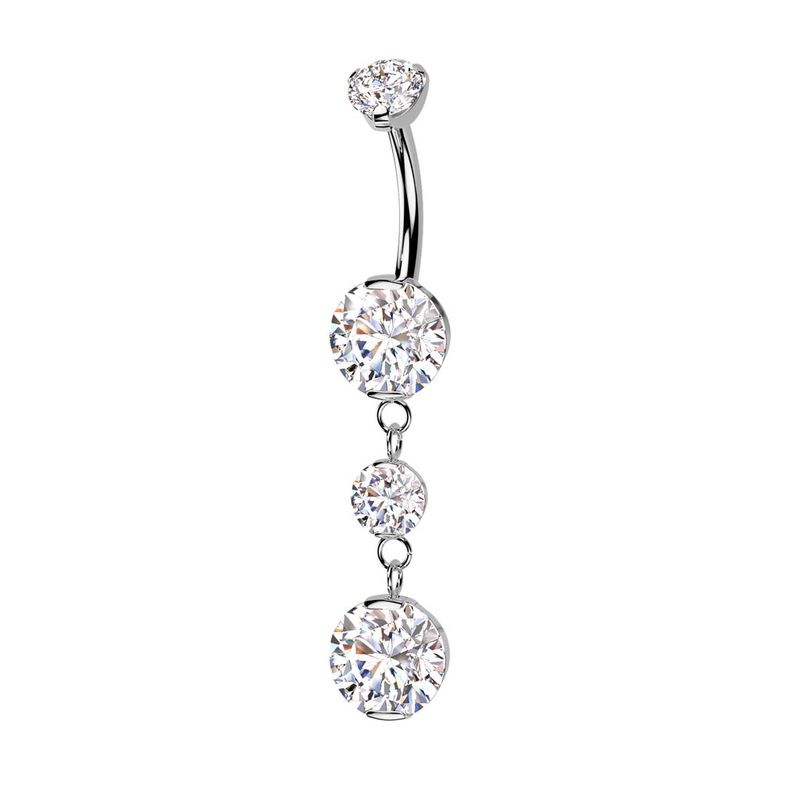 Piercing au nombril avec pendentif en zircones blanches