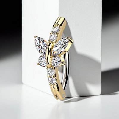Bauchnabelpiercing Ring Schmetterling vergoldet