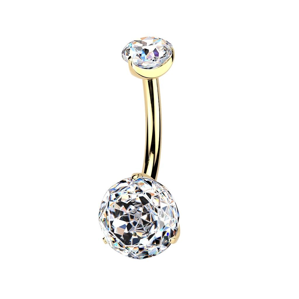 Bauchnabelpiercing aus Titan mit Rose-Cut cz 24k vergoldet