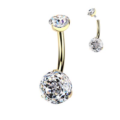 Bauchnabelpiercing aus Titan mit Rose-Cut cz 24k vergoldet