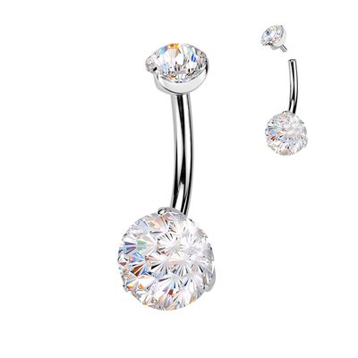 Bauchnabelpiercing aus Titan mit Fireworks-Cut Kristall