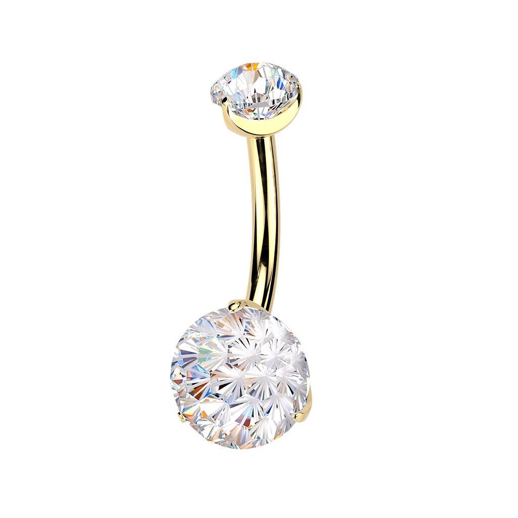 Bauchnabelpiercing aus Titan mit Fireworks-Cut cz 24k