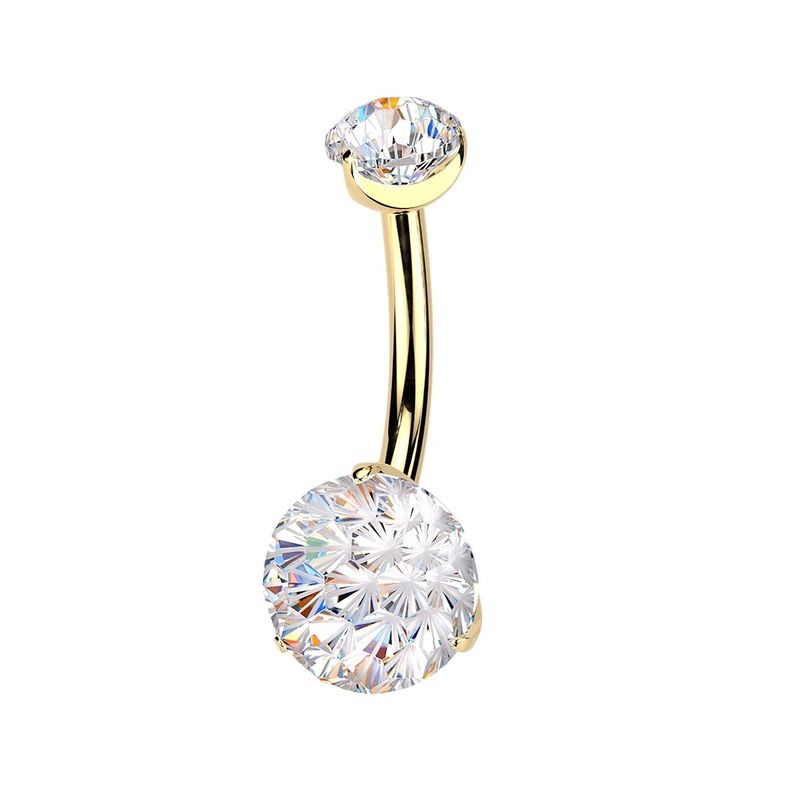 Bauchnabelpiercing aus Titan mit Fireworks-Cut cz 24k