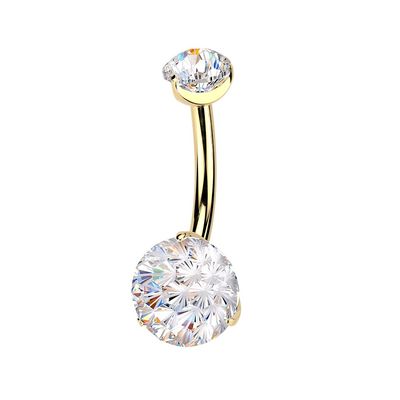 Bauchnabelpiercing aus Titan mit Fireworks-Cut cz 24k