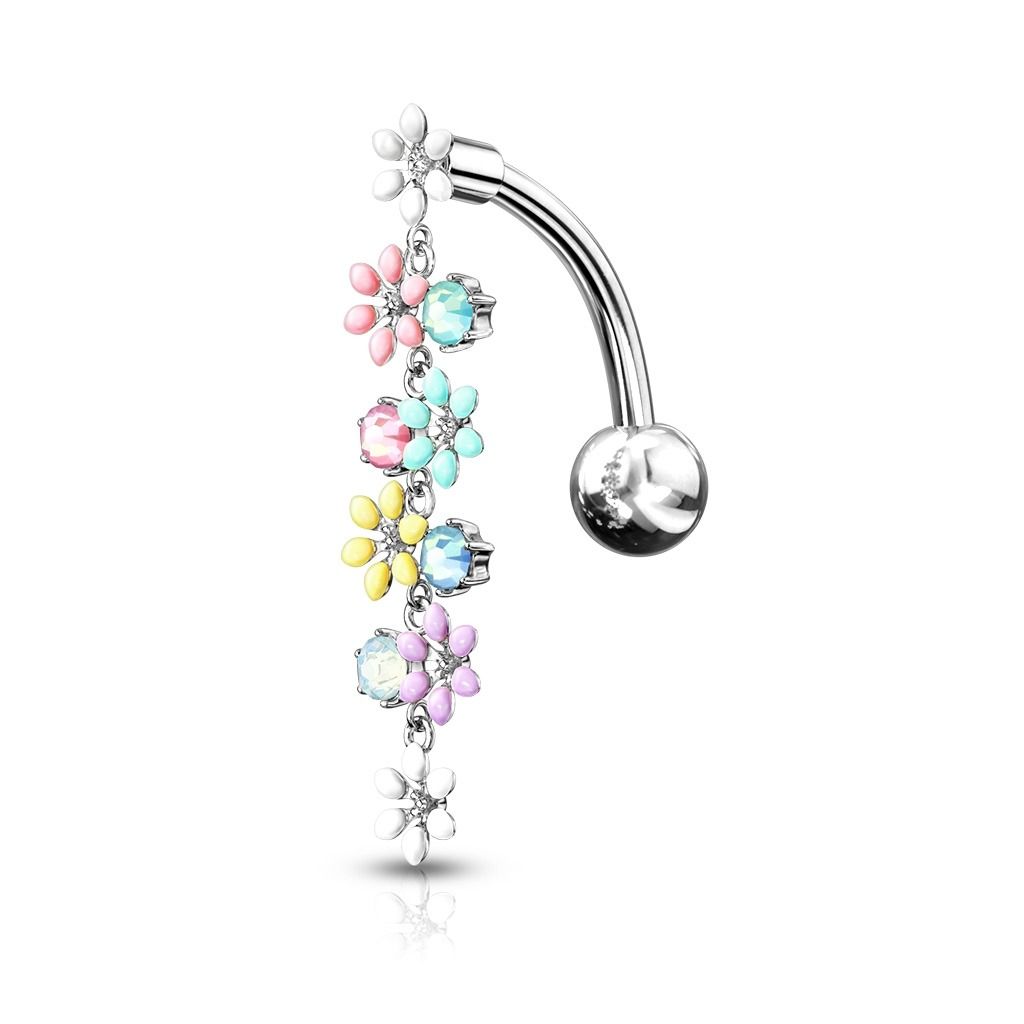 Bauchnabelpiercing mit Blumen Anhänger umgekehrt