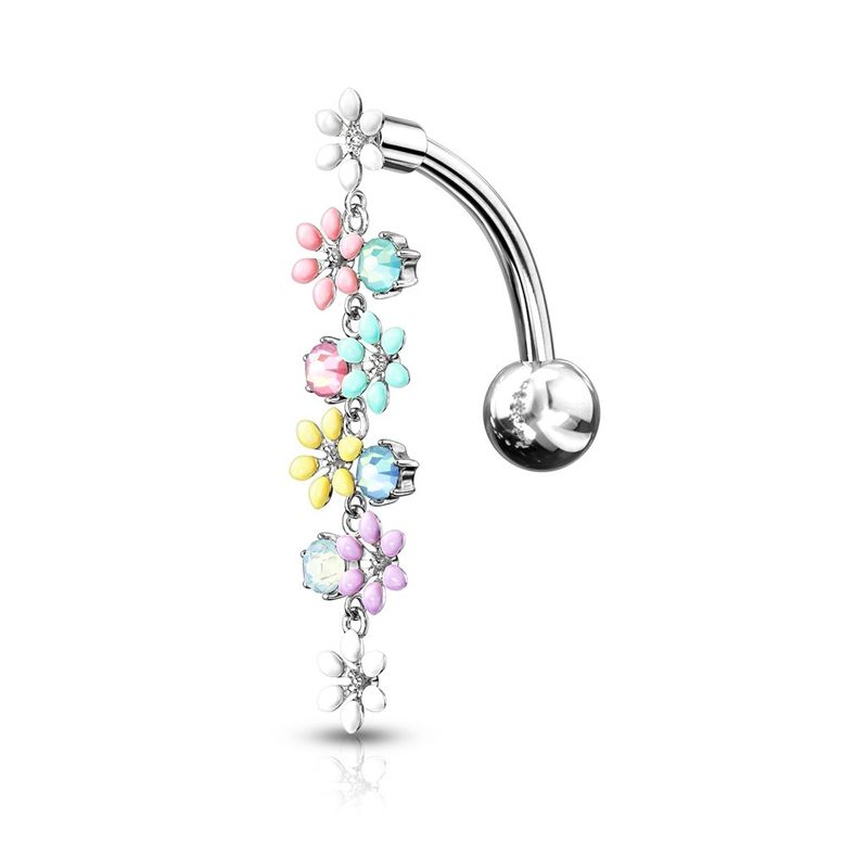 Bauchnabelpiercing mit Blumen Anhänger umgekehrt