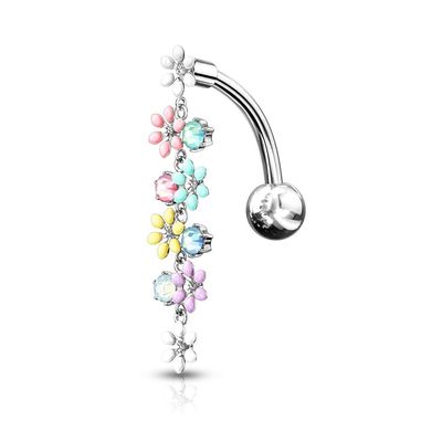 Bauchnabelpiercing mit Blumen Anhänger umgekehrt