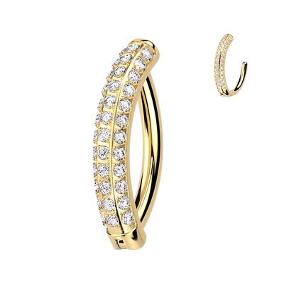 Bauchnabelpiercing Ring aus Titan drei Reihen vergoldet