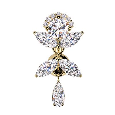 Bauchnabelpiercing Anhänger aus Kristallblättern gold