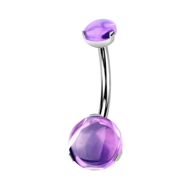 Bauchnabelpiercing aus Titan ASTM F-136 mit Amethyststeinen