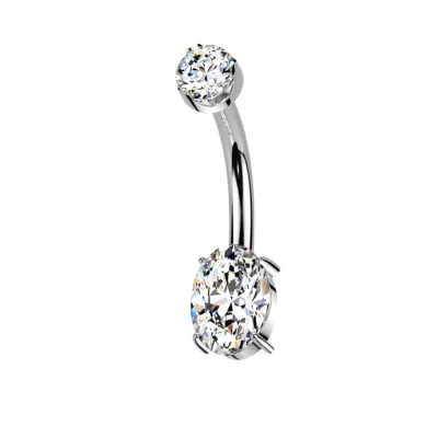 Bauchnabelpiercing aus Titan Moissanit-Diamanten oval