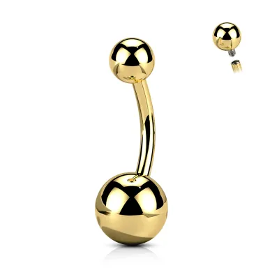 Piercing nombril en titane ASTM F-136 plaqué or