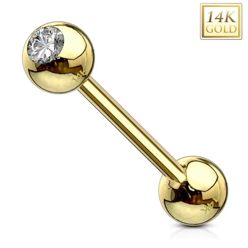 Zungenpiercing 14K Gold Zirkon
